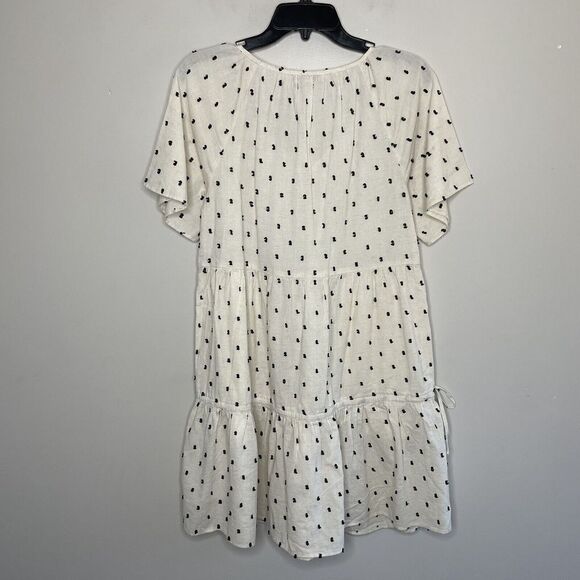 MADEWELL Womens Beige Cotton-Linen Lorelei Mini Dress NEW Clip-Dot NE768 Small S - Picture 7 of 11